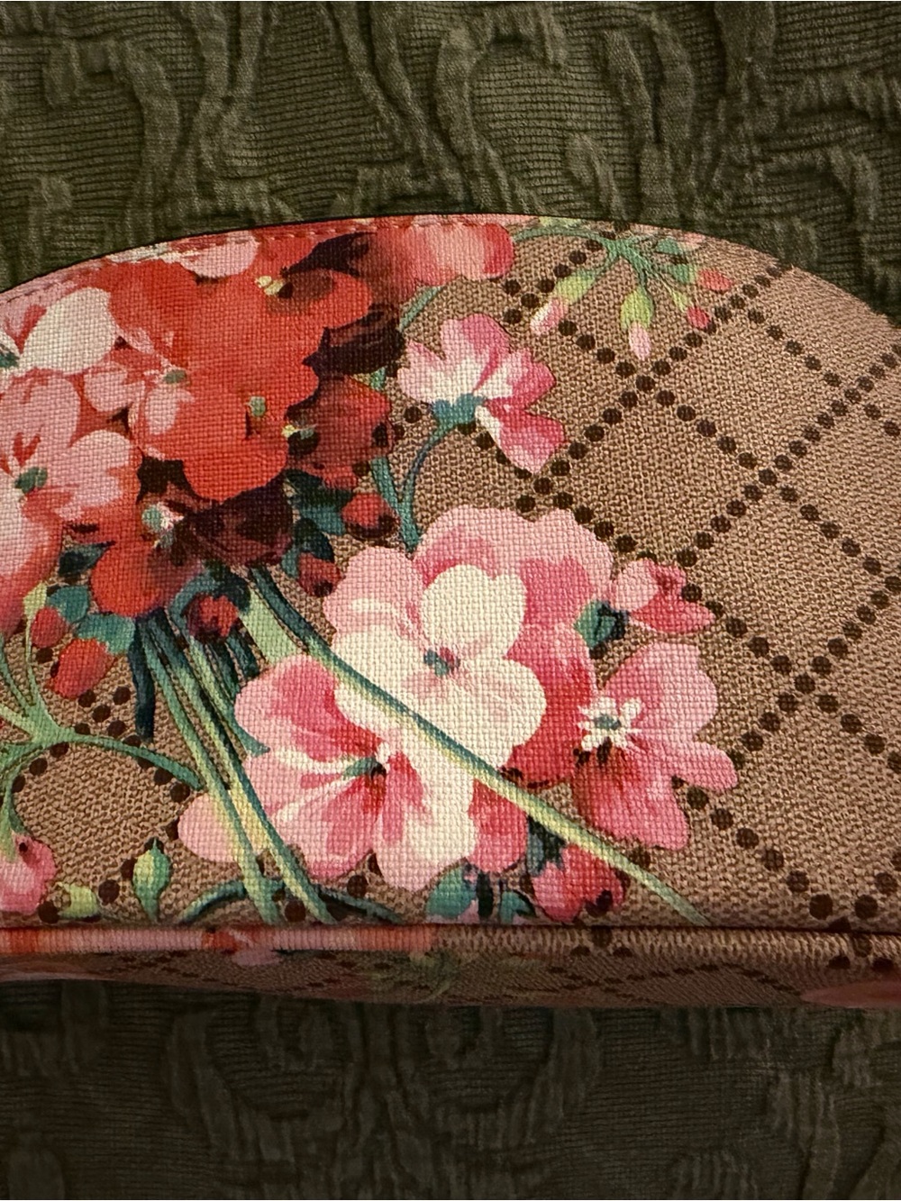 Floral Zip Pouch in Pink and Brown